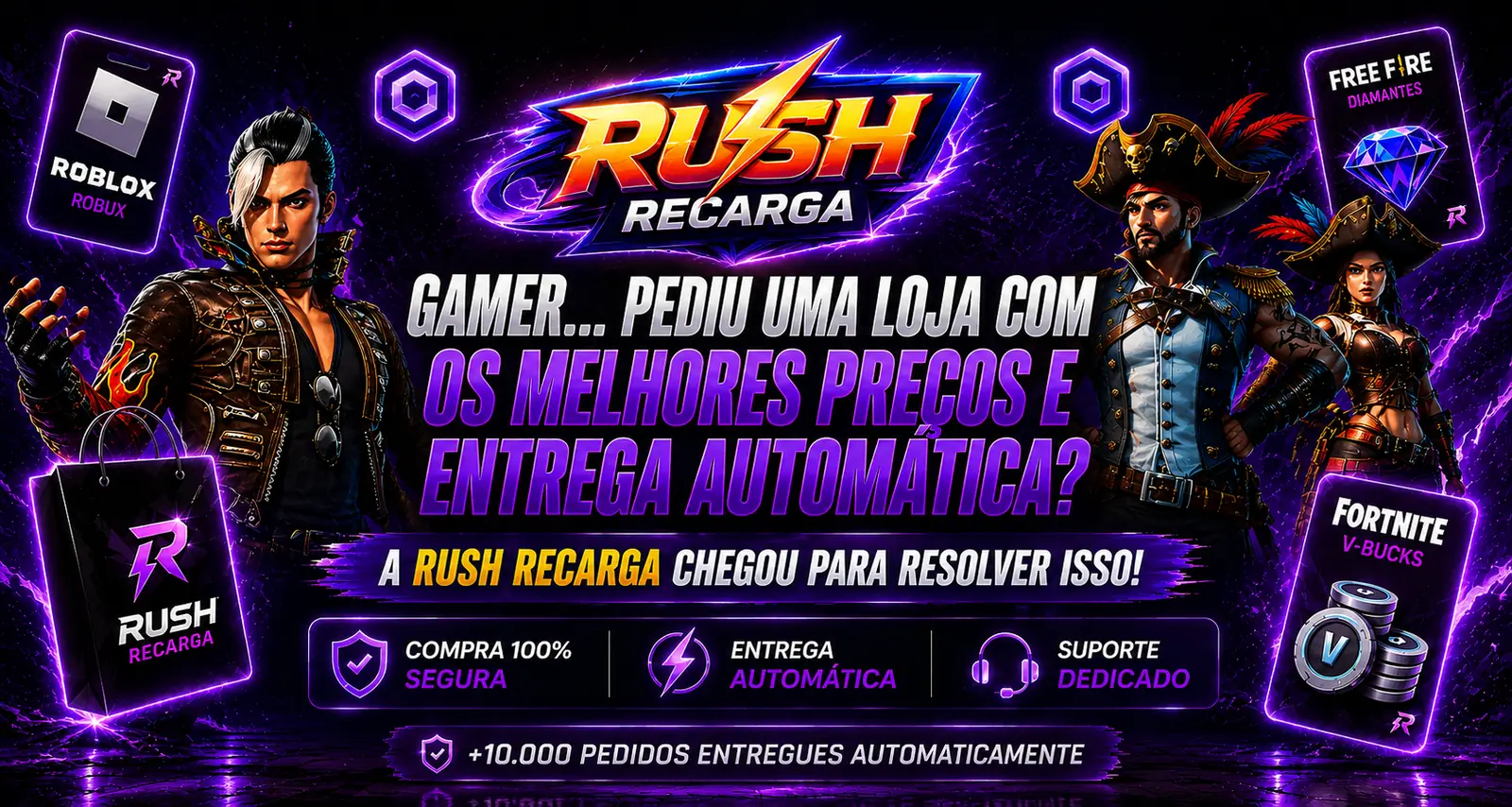 Rush Recarga — os melhores preços e entrega automática